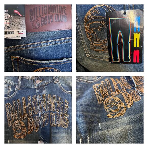 Billionaire Boys Club BB Creative Spell Out Jeans Eclipse In Blue Size 36 - Picture 3 of 8